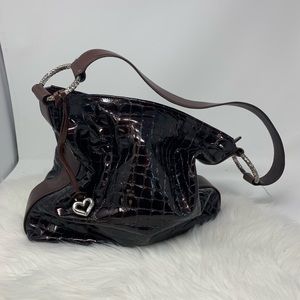 Brighton Bag Crocodile Pattern Dark Brown